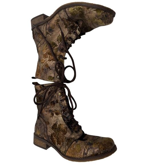 Womens Unity in Diversity Brown Velvet Floral Lace Up Boots Sz 37 7 Portugal - Picture 8 of 10